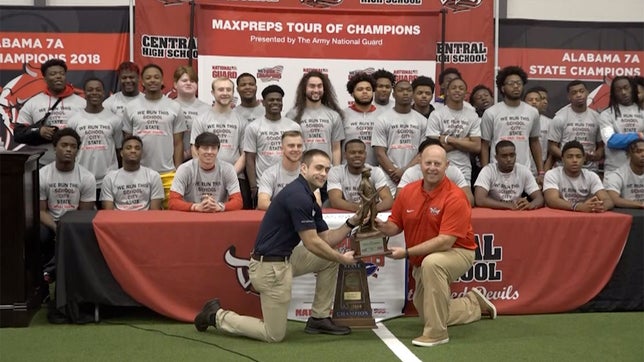 The MaxPreps Tour of Champions presented by the Army National Guard, stopped at Central (AL) high school to present the football team with the prestigious Army National Guard National Rankings Trophy.