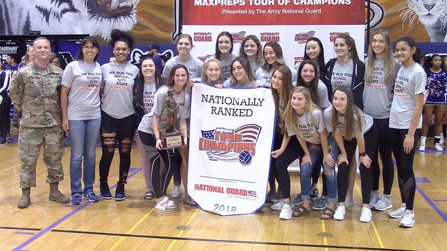 The MaxPreps Tour of Champions presented by the Army National Guard, stopped at Millennium (AZ) high school to present the girls volleyball team with the prestigious Army National Guard National Rankings Trophy.