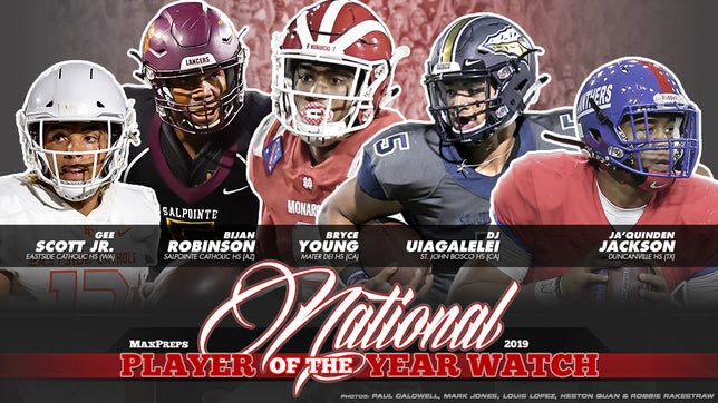 Mater Dei's (CA) Bryce Young and St. John Bosco's (CA) DJ Uiagalelei lead the list of players featured on the Player of the Year Watch List at the halfway point of the 2019 season.