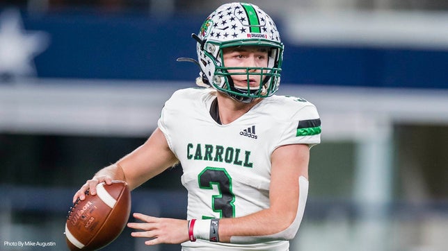 Quinn Ewers throws for 384 yards, five touchdowns in shootout win for Southlake Carroll. Texas Longhorns commit helps his Dragons put 72 points on the board in opener against Rockwall-Heath.