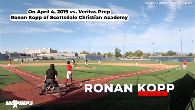 Ronan Kopp hits 2 grand slams in same inning.  This happened yesterday, 4/4/2019, vs. Veritas Prep, at Scottsdale Christian Academy's field. Both grand slams came in the 2nd inning. Amazingly enough, he actually came up a 3rd time in the inning, with the bases loaded, again. To no one's surprise, he was walked.