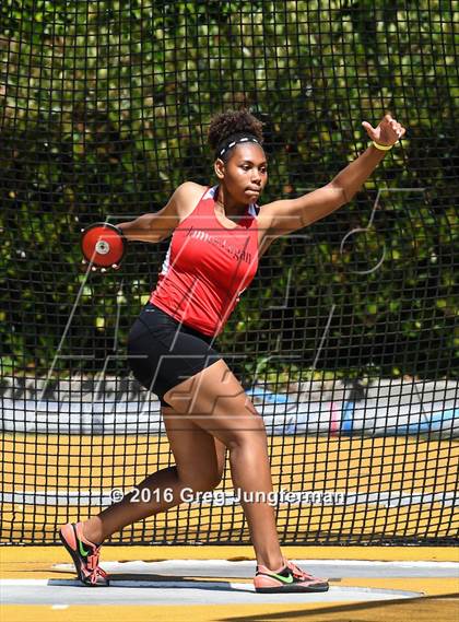 Thumbnail 2 in CIF NCS Masters Girls Discus (Meet of Champions at UCB) photogallery.