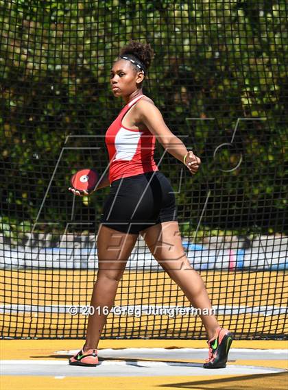 Thumbnail 1 in CIF NCS Masters Girls Discus (Meet of Champions at UCB) photogallery.
