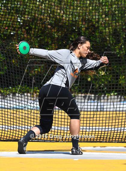 Thumbnail 1 in CIF NCS Masters Girls Discus (Meet of Champions at UCB) photogallery.