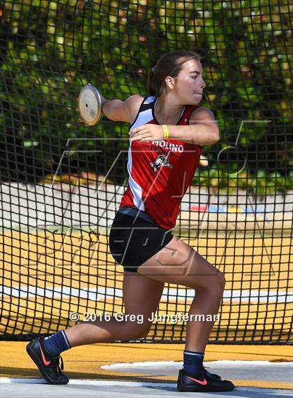 Thumbnail 2 in CIF NCS Masters Girls Discus (Meet of Champions at UCB) photogallery.