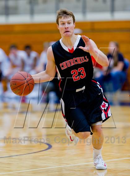 Thumbnail 3 in Brandeis vs. Churchill (NISD Boys Basketball Tournament) photogallery.