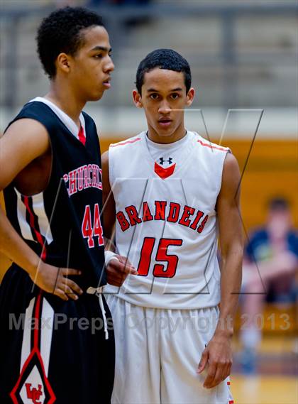 Thumbnail 2 in Brandeis vs. Churchill (NISD Boys Basketball Tournament) photogallery.