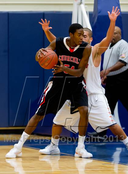 Thumbnail 3 in Brandeis vs. Churchill (NISD Boys Basketball Tournament) photogallery.