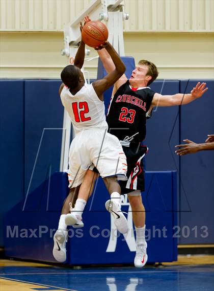 Thumbnail 2 in Brandeis vs. Churchill (NISD Boys Basketball Tournament) photogallery.