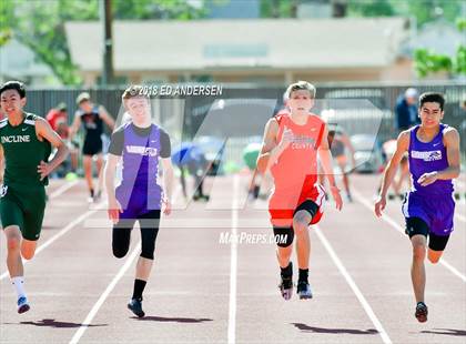Thumbnail 1 in NIAA Northern League Track & Field Championships 1A, 2A, 3A  (Boys 100 Meter Finals) photogallery.