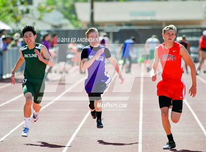 Thumbnail 1 in NIAA Northern League Track & Field Championships 1A, 2A, 3A  (Boys 100 Meter Finals) photogallery.