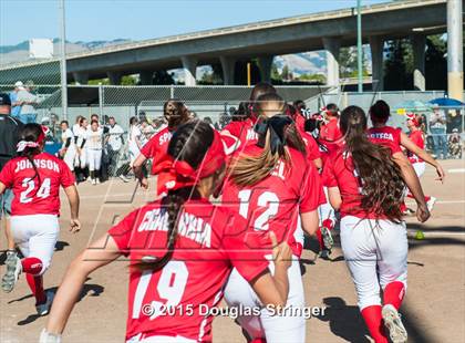 Thumbnail 2 in Wilcox vs. San Benito  (CIF CCS Girls Division 1 Softball Final) photogallery.