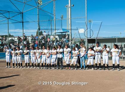 Thumbnail 3 in Wilcox vs. San Benito  (CIF CCS Girls Division 1 Softball Final) photogallery.