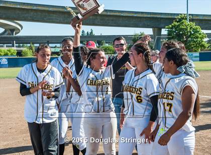 Thumbnail 2 in Wilcox vs. San Benito  (CIF CCS Girls Division 1 Softball Final) photogallery.