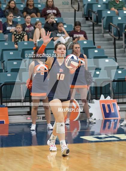Thumbnail 1 in Seven Lakes vs Tompkins (UIL Volleyball 6A Regional Quarterfinal) photogallery.