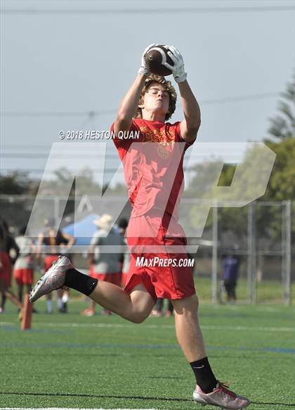 Thumbnail 3 in Orange Lutheran vs. Cathedral Catholic (Battle at the Beach 7-on-7) photogallery.