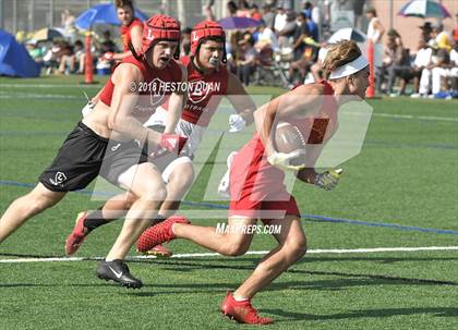 Thumbnail 1 in Orange Lutheran vs. Cathedral Catholic (Battle at the Beach 7-on-7) photogallery.