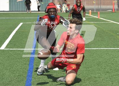 Thumbnail 1 in Orange Lutheran vs. Cathedral Catholic (Battle at the Beach 7-on-7) photogallery.