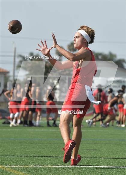 Thumbnail 1 in Orange Lutheran vs. Cathedral Catholic (Battle at the Beach 7-on-7) photogallery.