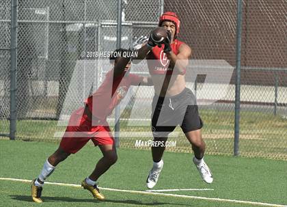 Thumbnail 1 in Orange Lutheran vs. Cathedral Catholic (Battle at the Beach 7-on-7) photogallery.
