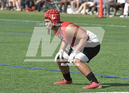 Thumbnail 1 in Orange Lutheran vs. Cathedral Catholic (Battle at the Beach 7-on-7) photogallery.