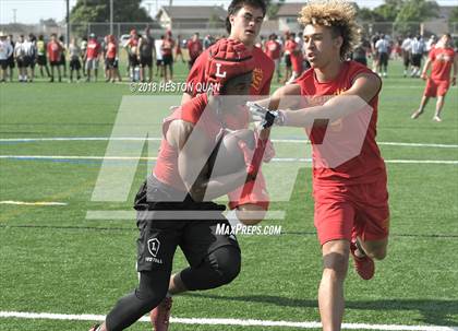 Thumbnail 2 in Orange Lutheran vs. Cathedral Catholic (Battle at the Beach 7-on-7) photogallery.