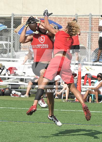 Thumbnail 1 in Orange Lutheran vs. Cathedral Catholic (Battle at the Beach 7-on-7) photogallery.