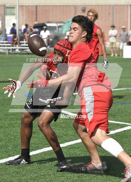 Thumbnail 2 in Orange Lutheran vs. Cathedral Catholic (Battle at the Beach 7-on-7) photogallery.