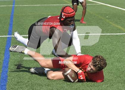 Thumbnail 1 in Orange Lutheran vs. Cathedral Catholic (Battle at the Beach 7-on-7) photogallery.
