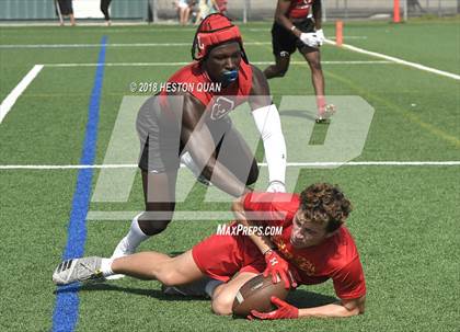 Thumbnail 3 in Orange Lutheran vs. Cathedral Catholic (Battle at the Beach 7-on-7) photogallery.