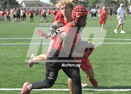 Thumbnail 3 in Orange Lutheran vs. Cathedral Catholic (Battle at the Beach 7-on-7) photogallery.