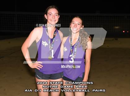Thumbnail 2 in Xavier College Prep vs. Notre Dame Prep (AIA DI Pairs Finals - Awards) photogallery.