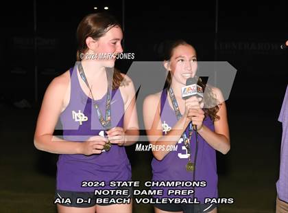 Thumbnail 2 in Xavier College Prep vs. Notre Dame Prep (AIA DI Pairs Finals - Awards) photogallery.