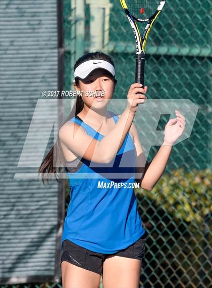 Thumbnail 3 in Dougherty Valley vs St Francis (CIF NorCal Regional Girls Tennis Championships) photogallery.