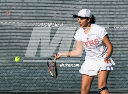 Thumbnail 3 in Dougherty Valley vs St Francis (CIF NorCal Regional Girls Tennis Championships) photogallery.