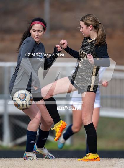 Thumbnail 1 in Terry Sanford vs Gray's Creek (Kicking for Cancer Girls Soccer Jamboree) (scrimmage) photogallery.