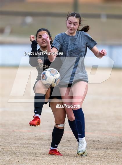 Thumbnail 1 in Terry Sanford vs Gray's Creek (Kicking for Cancer Girls Soccer Jamboree) (scrimmage) photogallery.