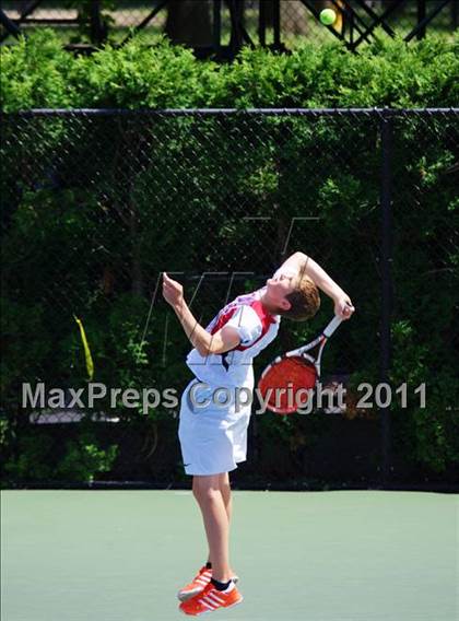 Thumbnail 1 in NYSPHSAA Boys Tennis Championships (Round 1) photogallery.