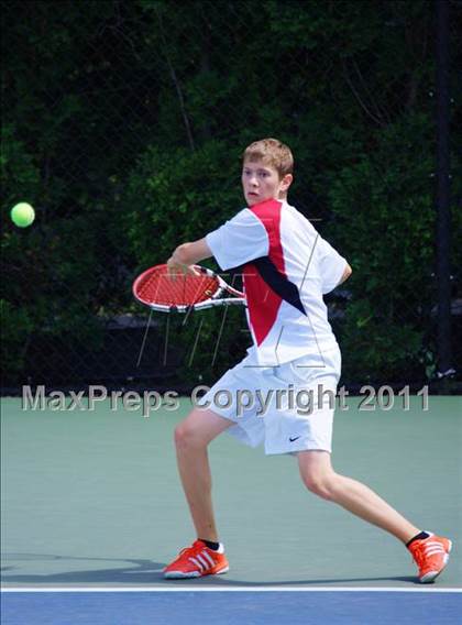 Thumbnail 1 in NYSPHSAA Boys Tennis Championships (Round 1) photogallery.