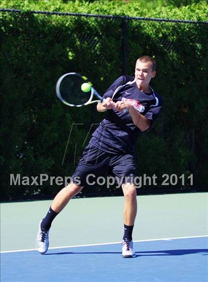Thumbnail 1 in NYSPHSAA Boys Tennis Championships (Round 1) photogallery.