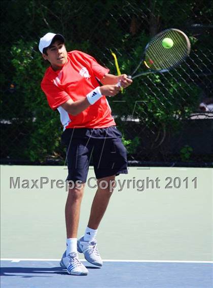 Thumbnail 2 in NYSPHSAA Boys Tennis Championships (Round 1) photogallery.