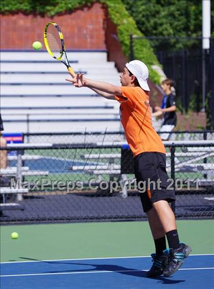 Thumbnail 1 in NYSPHSAA Boys Tennis Championships (Round 1) photogallery.