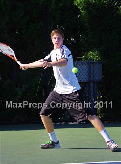 Thumbnail 1 in NYSPHSAA Boys Tennis Championships (Round 1) photogallery.