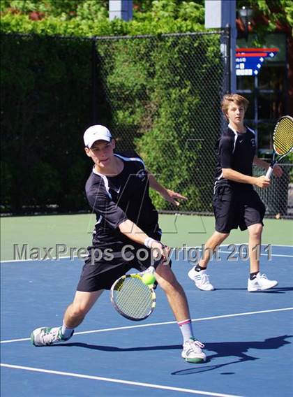 Thumbnail 1 in NYSPHSAA Boys Tennis Championships (Round 1) photogallery.