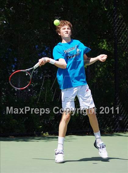 Thumbnail 2 in NYSPHSAA Boys Tennis Championships (Round 1) photogallery.