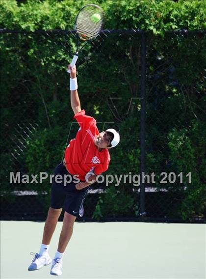 Thumbnail 3 in NYSPHSAA Boys Tennis Championships (Round 1) photogallery.