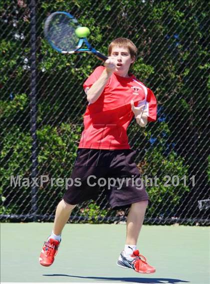 Thumbnail 3 in NYSPHSAA Boys Tennis Championships (Round 1) photogallery.