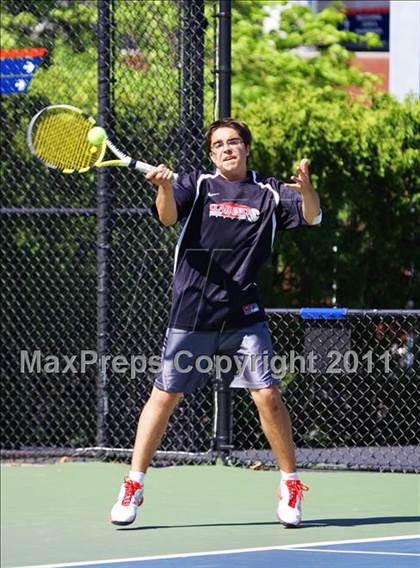 Thumbnail 1 in NYSPHSAA Boys Tennis Championships (Round 1) photogallery.