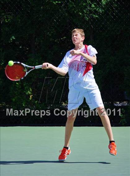 Thumbnail 1 in NYSPHSAA Boys Tennis Championships (Round 1) photogallery.