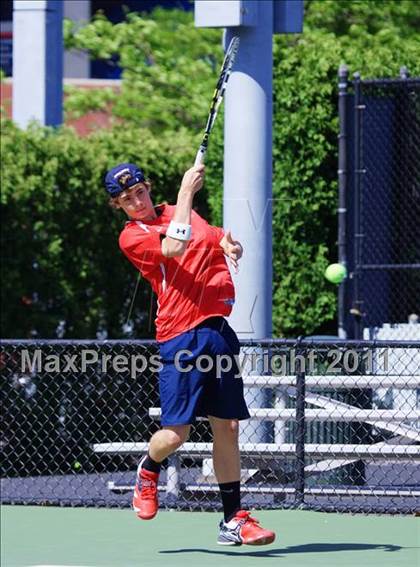 Thumbnail 1 in NYSPHSAA Boys Tennis Championships (Round 1) photogallery.